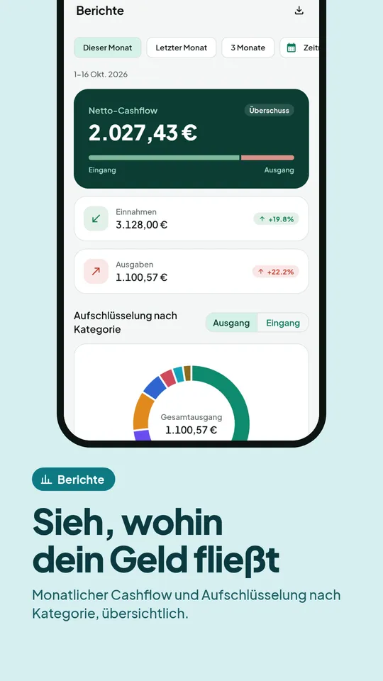 Cashflow-Bericht mit Aufschlüsselung nach Kategorie