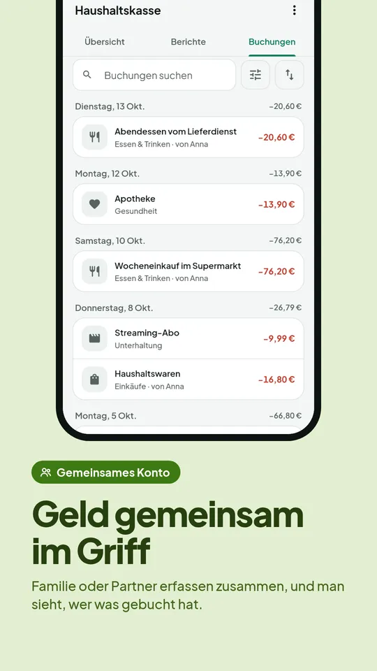 Geteiltes Konto für Familie oder Partner