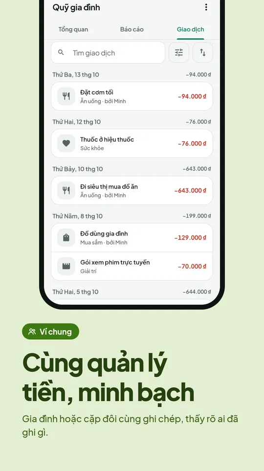 Ví chung cho gia đình hoặc người thân